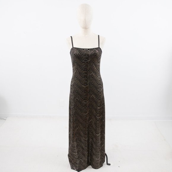 St.John M Santana Knit Gold Wave Formal Gown Black Prom Formal Wedding - Picture 8 of 8